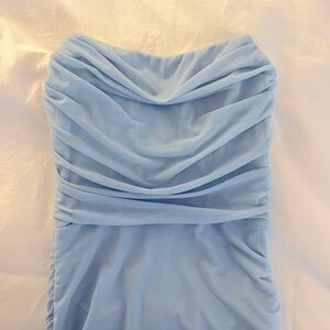 LIGHT BLUE STRAPLESS HELLO MOLLY DRESS
